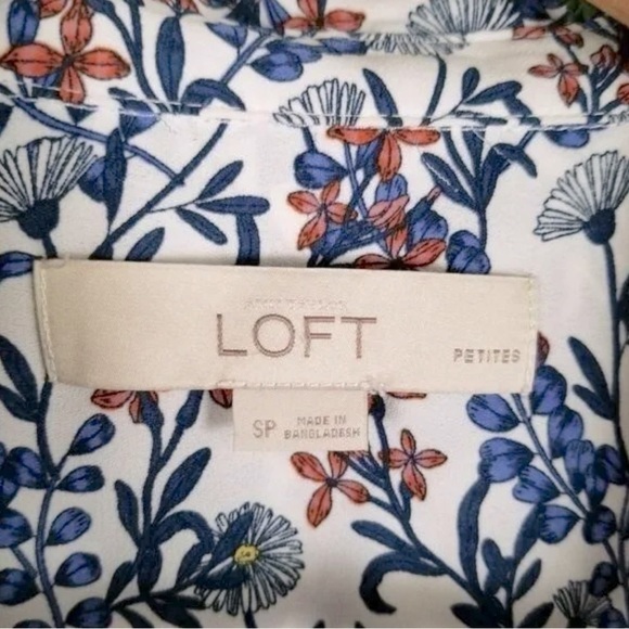 Ann Taylor Loft White  Floral Long Sleeve Top - Picture 7 of 12